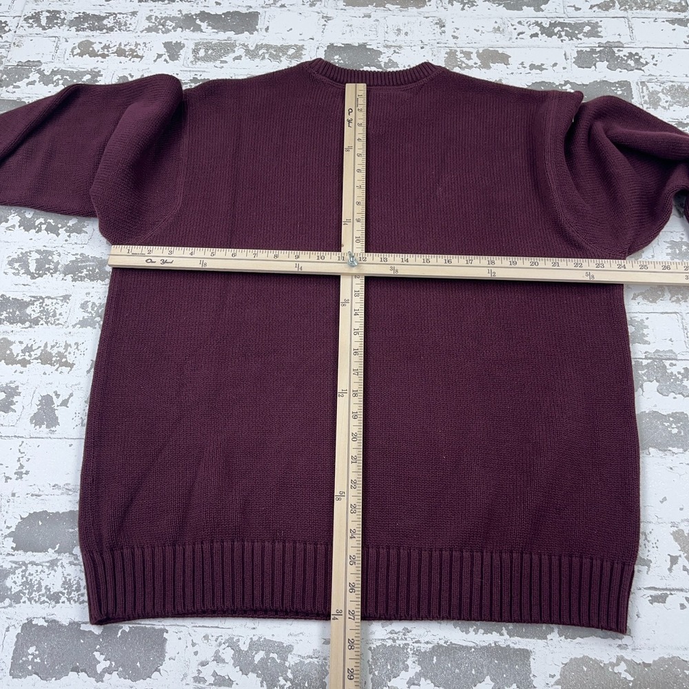 Tommy Hilfiger Sweater Men XL Maroon Heavy Knit Crewneck Pullover Ribbed Grandpa - Picture 5 of 8